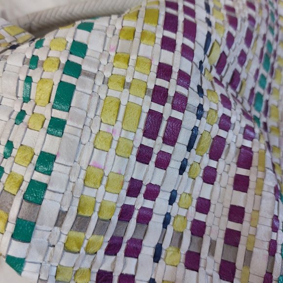 Elliott Lucca Women's Multi-Colour Weaving Leather Satchel Shoulder Bag - Picture 12 of 12